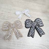 Motif de nœud perlé, patch brodé vintage en dentelle pour embellissement de vêtements