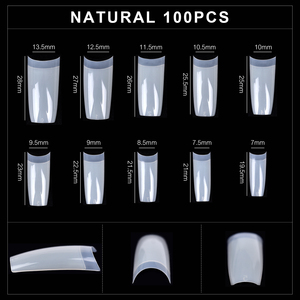 100 faux ongles carrés longs en ABS naturel, demi-couverture, pour manucure en salon - Product Image 4