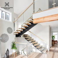 Escalier droit en acier et bois pour grenier intérieur, villa duplex à plusieurs étages, avec poutres inclinées, pour montage DIY