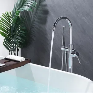 Idee di alta qualità autoportante maniglia singola acciaio inossidabile cromato esposto due funzioni caldo freddo bagno bagno rubinetto