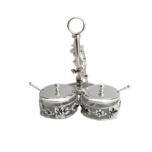 Récipient décoratif en métal pour cuisine indienne, pot en verre doré pour épices, pot à épices avec couvercle - Product Image 2