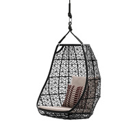 Fauteuil suspendu en osier de haute qualité pour l'extérieur, chaise œuf, hamac de patio, balançoire avec cadre en acier et coussin imperméable pour