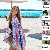 Nouveau design quantité minimale de commande bas 80x160cm imprimé microfibre serviette de plage logo personnalisé sans sable séchage rapide facile à transporter cadeau voyage serviette de plage