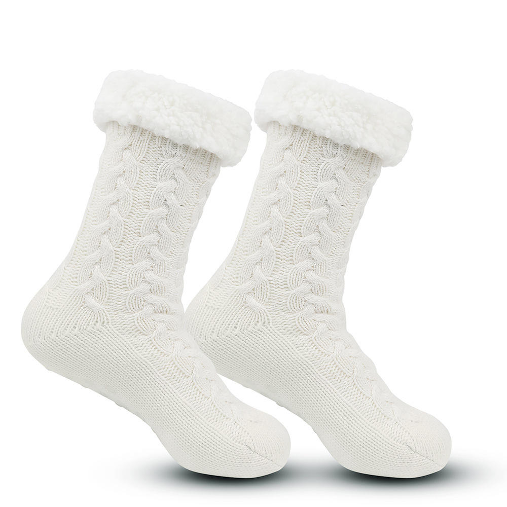 Wholesale Winter Thick Warm Cabin Thermal Socks Womens Comfy Non Slip Fuzzy Slipper Socks with Grips