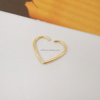 14K emas asli bentuk hati AU585 perhiasan desain lucu cincin hidung dan aksesori tubuh untuk anak-anak untuk pertunangan pernikahan atau hadiah
