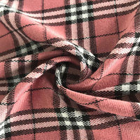 Tissu tricoté extensible jacquard à carreaux roses en gros, 92% polyester, 8% élasthanne, pour uniforme scolaire