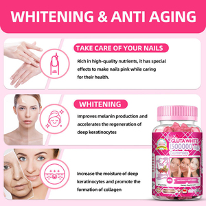 Gluta White 1500000 Mg Hair Nail Growing <b>biotin</b> <b>Gummies</b> Candy Skin Brightening Dietary Supplement For Women Collagen <b>Gummies</b> - Product Image 3