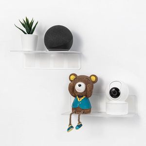 2pcs亚克力浮动支架套装-适用于卧室、浴室、厨房的9英寸白色粘性墙壁支架 - Product Image 3