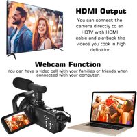 Caméra vidéo 2.7K Caméscope Ultra HD 48MP Caméra de vlogging Vision nocturne IR Zoom numérique 18X Enregistreur de caméra