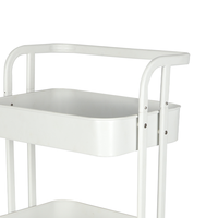 Chariot de rangement multifonctionnel robuste à 3 niveaux en fer blanc avec rebord surélevé, pliable, pour la beauté et la cuisine
