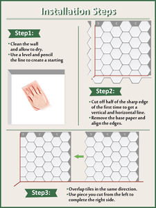Venta caliente en forma de hexágono Peel and Stick Backsplash azulejos de pared decoración del hogar <span class=keywords><strong>cocina</strong></span> baño Color blanco Bordes de azulejos - Product Image 4