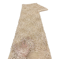 NI.AI Nuevo Estilo de Encaje Floral con Textura, Encaje con Lentejuelas y Cuentas, Tela de Encaje con Lentejuelas, Encaje de Red con Lentejuelas, Tela de Perlas