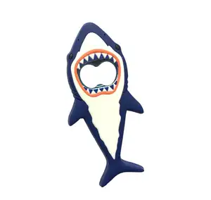 Ocean Shark Cartoon Animal Soft Rubber Bottle Opener Magnet Fridge Opener Stainless Steel Creative Metal Beer Bottle Opener