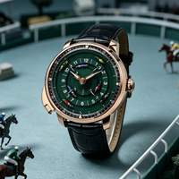 Montre automatique mécanique pour homme, en acier inoxydable, avec logo personnalisé, design unique 3D rotatif, motif cheval de course, verre 5 ATM, MOQ 10 pièces