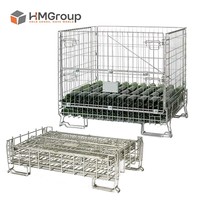 Conteneur en treillis métallique galvanisé pliable pour entrepôt, grande capacité, pour le stockage des bouteilles de vin
