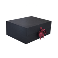 Boîte à chapeaux magnétique pliable avec ruban nœud papillon, chemisier de luxe Extra Large pour cadeau, noir, 50 pièces