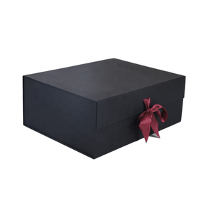 Hộp Quà Tặng Bao Bì Hộp Giấy Với Bướm <span class=keywords><strong>Knot</strong></span> Ribbon Logo Tùy Chỉnh Cực Lớn Sang Trọng Màu Đen Cứng Nhắc Từ Lớn Gấp Hộp Quà Tặng - Product Image 2