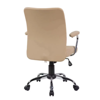 Chaise de bureau moderne de direction avec assise en mousse haute densité, accoudoirs chromés, revêtement en similicuir, mécanisme d'inclinaison et rotation 100 mm