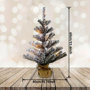 Árbol de Navidad Artificial Preiluminado Ecológico de 60 cm (alto) con Nieve Artificial de PVC, Base de Lona con Funcionamiento a Pilas para Hogar, Hotel, Oficina, Fiesta - Product Image 2