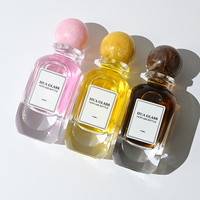 Flacon de parfum vide cylindrique de 80 ml, flacon de parfum en verre transparent, flacon pulvérisateur à pression avec couvercle en résine