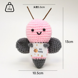 Muñeca de Lana Tejida a Mano, Serie Abeja, Energía Positiva, Inspiradora, con Tulipán, Decoración de Muñeca de Lana Tejida - Product Image 5
