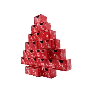 Benutzer definierte starre Papier Countdown 24 Tage leere Cookie Weihnachten Advents kalender Box für Schokolade