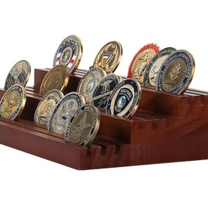 Wooden Coin Display Stand 3 Tier Desktop Collection <b>Rack</b> For Commemorative <b>Medals</b> Simple Style - Product Image 2