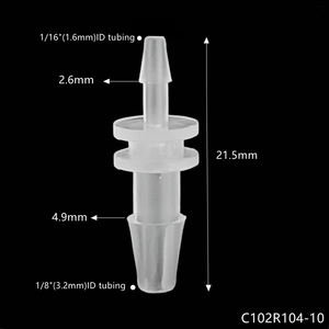 JU 5/16"x1/<b>2</b>" Straight Barb Tube Reducing Connector Plastic <b>2</b> Way I <b>Type</b> Single Sharp Hose Barb Pipe Fitting For Flexible Tube - Product Image 3