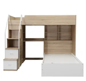 Modern Particle Board Kids Girls Wooden Double Full Over Full Furniture Bunk Bed Children Furniture