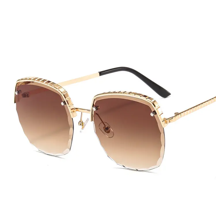 Vintage round rim style miu frameless sunglasses for women