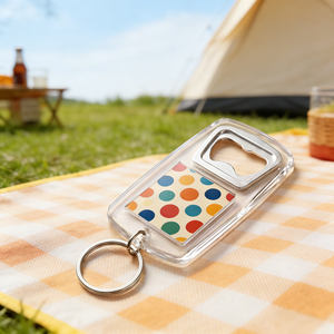 Porte-clés en acrylique transparent personnalisés sur mesure avec différents designs de logo, ouvre-bouteille portable - Product Image 2