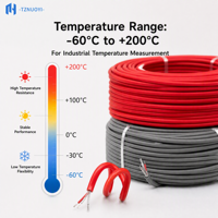 Cable de Extensión para Termopar Tipo J JXFG, Cable de Compensación de Alta Temperatura de Silicona y Cobre Estañado IP65, 2x0.2mm