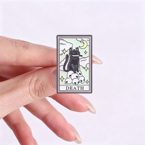 Pin esmaltado de <span class=keywords><strong>tarot</strong></span> de gato negro de Halloween, broche gótico de gato bruja para decoración de mochila - Product Image 2