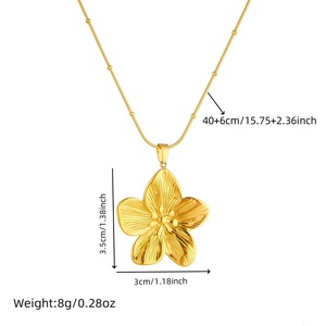 Gold Plated Flower Pendant Snake Chain Stainless Steel Necklace Gift Jewelry - Product Image 4