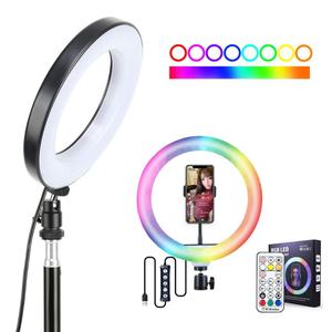 ไฟวงแหวนแต่งหน้าอเนกประสงค์แบบขายส่ง ไฟเซลฟี่ RGB พร้อมขาตั้งกล้องสำหรับไลฟ์สด - Product Image 4