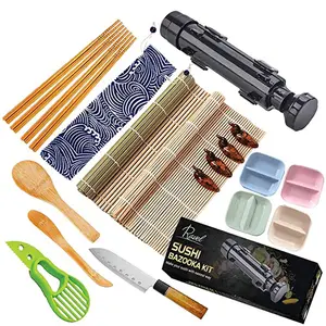 Suzumo kit de molde diy, kit de máquinas 10 peças, ferramenta de rolos de sushi para iniciantes e crianças