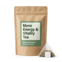 Thé en Sachets Premium pour Hommes : Énergie, Vitalité et Récupération à Base de Plantes – Végétalien, 100% Naturel, à Base de Plantes, Cure de 20 Jours, Booste l'Endurance, Soulage la Fatigue