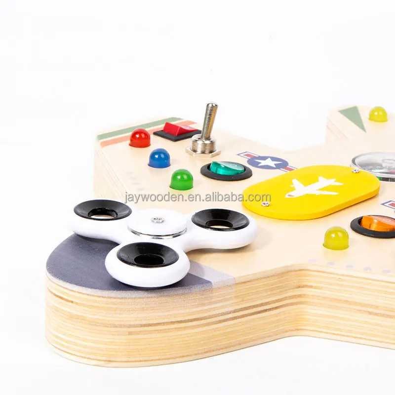 لوح حسي خشبي مونتيسوري لعمر 1 سنة أو أكثر، لوحة لعبة مشغولة مسطحة بمفتاح إضاءة LED مع أزرار، لعبة تعليمية للأطفال