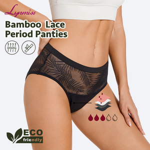 Culotte période menstruelle 4 couches personnalisée femmes sexy dentelle écologique étanche vente en gros Bikini bambou Culotte Menstruelle - Product Image 1
