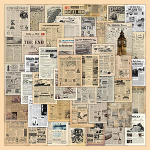 60 autocollants décoratifs imperméables, style affiche rétro, motif journal ancien, <span class=keywords><strong>magazine</strong></span> européen et américain, pour carnet et fond d'écran - Product Image 1