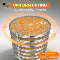 Séchoir rotatif pour pollen d'abeille avec 10 couches de plateaux en acier inoxydable 304 de qualité alimentaire, vitesse de rotation de 6R/min, machine de séchage pour apiculture