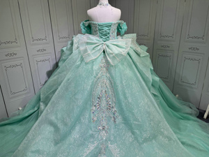 Mumuleo Vestido de Quinceañera Aqua con Cristales Brillantes Vestidos de 15 Años Princesa Dulces 15 16 Años para Fiesta de Cumpleaños - Product Image 5