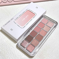 Palette de fards à paupières 12 couleurs, tons mats et irisés pour le quotidien, palette de maquillage multi-usages effet ciment scintillant