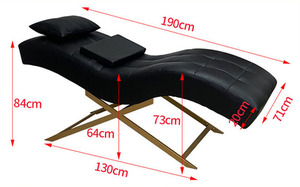 Modern Design S-shaped Reclining Adjustable Gold Black Spa Massage Beauty Salon Table Sets Curved Eyelash Lash Bed with Pillow - Product Image 6
