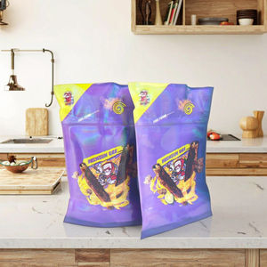 Sites commerciaux Pochette debout holographique internationale Chips Bonbons Cookie Sacs <span class=keywords><strong>Emballage</strong></span> Refermable Zipper Snack Mylar Sac - Product Image 1