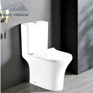 WC en céramique blanc moderne Wayon, sans bride, double <span class=keywords><strong>chasse</strong></span> <span class=keywords><strong>d</strong></span>'<span class=keywords><strong>eau</strong></span>, design entièrement encadré, siège à fermeture douce, modèle de maison préfabriquée WW-ZBQ - Product Image 1