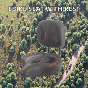 Selle de vélo large en cuir avec dossier pour passager de vélo électrique, selle de vélo surdimensionnée ventilée, simple, toutes saisons - Product Image 2