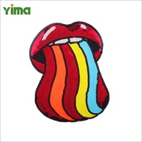 Patch brodé personnalisé 2026 avec visage souriant et sequins, thermocollant, en feutre non tissé et couleur personnalisée pour vêtements et chapeaux