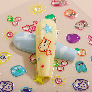 Pegatinas de uñas con forma de corazón 3D, autoadhesivas de dibujos animados para niños, arte DIY RJ-0003 - Product Image 3