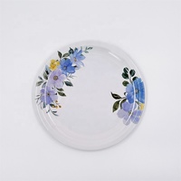 Assiettes plates rondes en mélamine écologiques avec motif floral personnalisé, vaisselle en plastique de différentes tailles pour la restauration